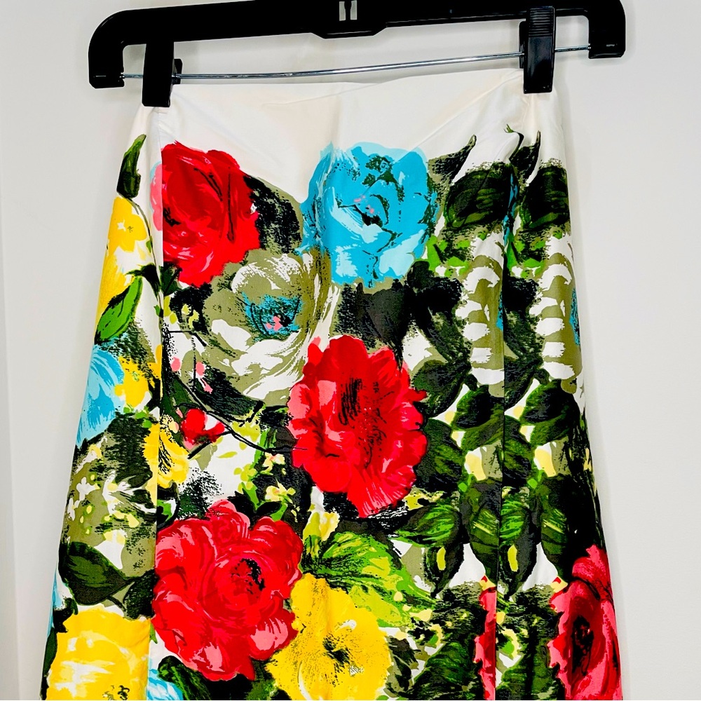 Strapless plus size floral midi dress